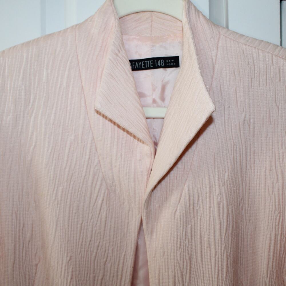 Lafayette 148 New York Blush Pink Textured Open-Front Blazer - Picture 3 of 9
